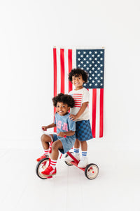 Navy ‘USA’ Check  | BOYS Tee