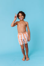 Load image into Gallery viewer, Tangerine Tide Stripes | BOYS SWIM SHORTS
