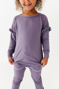 PLUM RIB | Crewneck (with ruffle)