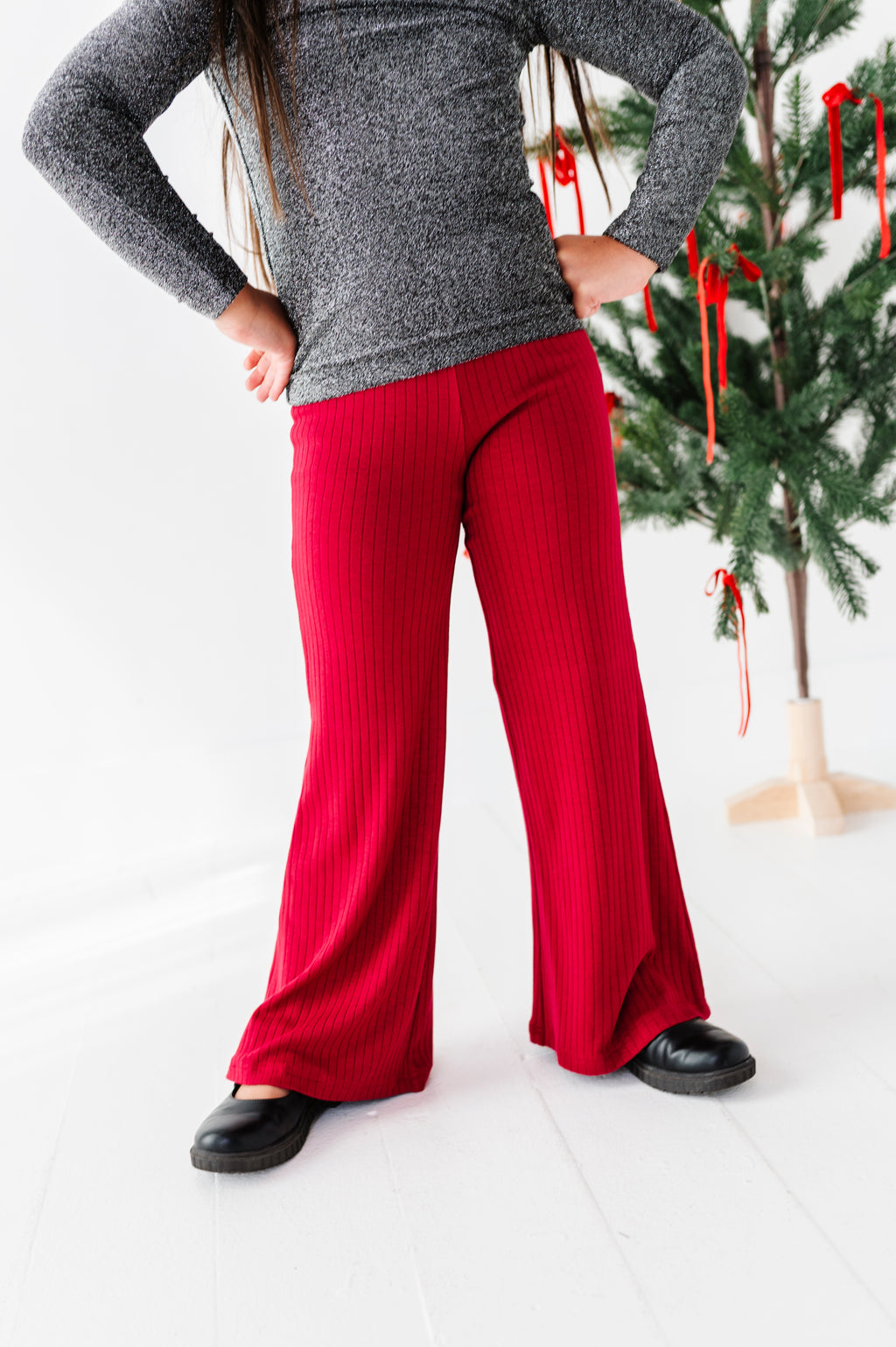 Holly Berry | Rib Wide Leg Pants