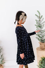 Load image into Gallery viewer, Black Dottie | Velvet Bow Back Dress