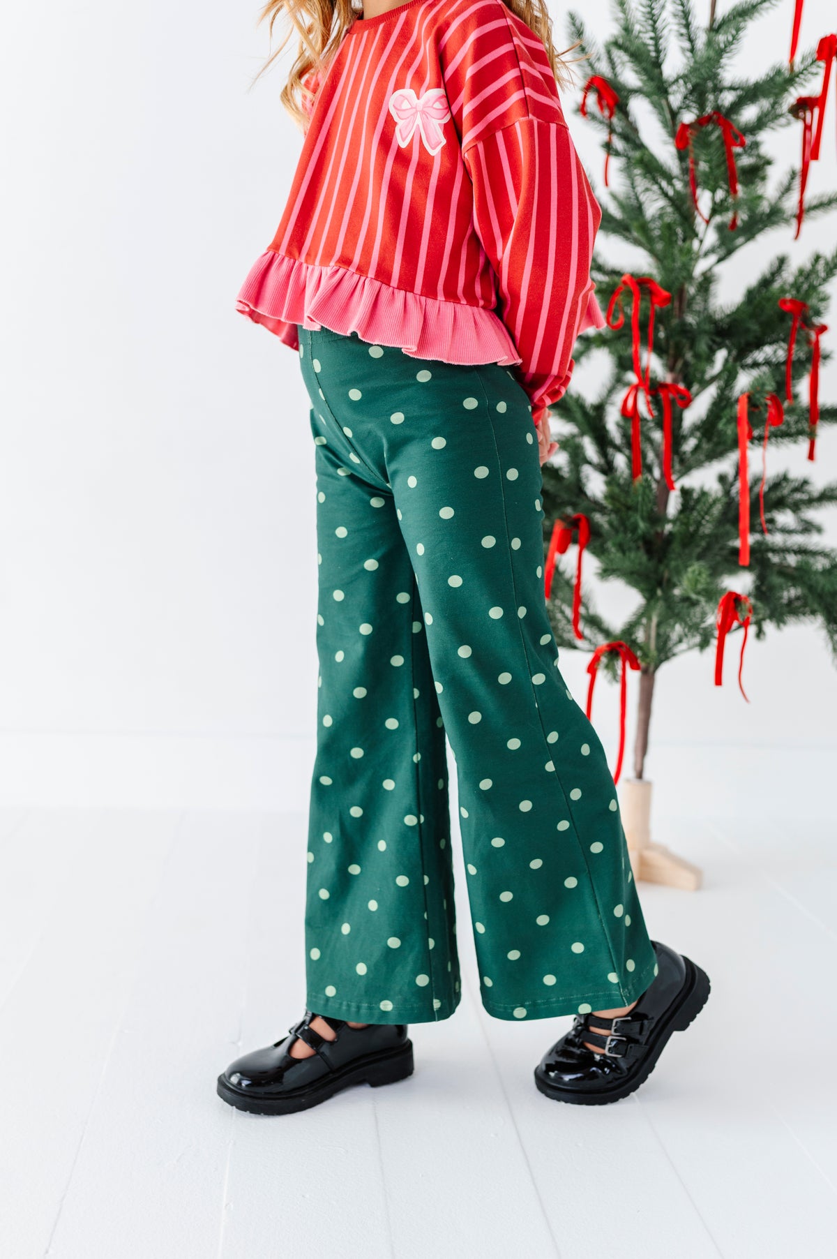 Pine-Polka Dots | Wide Leg Pants