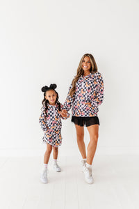 Checkered Minnie Pumpkins | KIDS 1/4th Zip Up