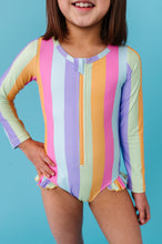 Load image into Gallery viewer, Sherbert Stripes | RASHGUARD ONE-PIECE