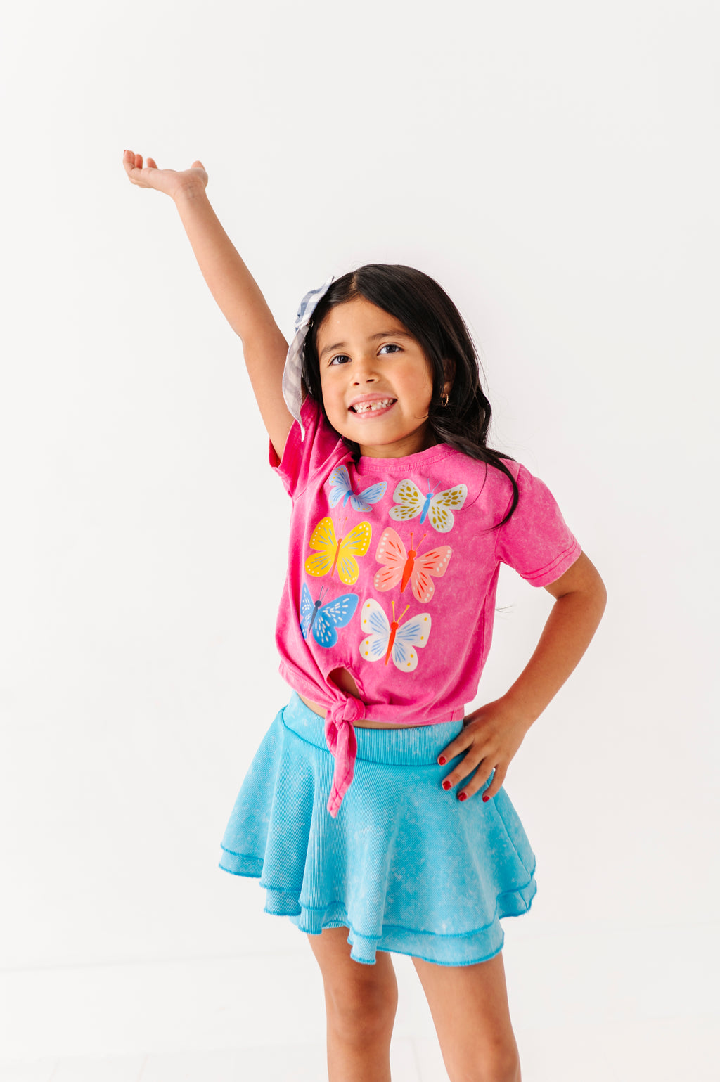 Butterflies | Pink Vintage Front-Tie Tee