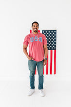 Load image into Gallery viewer, Adult Unisex RED ‘USA’ Check Tee