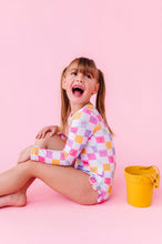 Load image into Gallery viewer, Confetti Check Bows | RASHGUARD ONE-PIECE