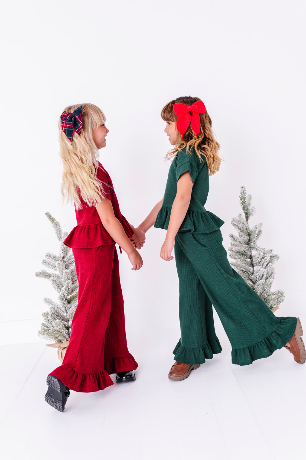 Hunter Green | Waffle Ruffle Set