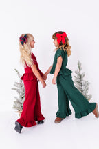 Hunter Green | Waffle Ruffle Set