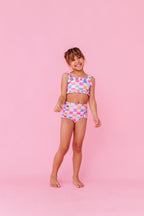 Confetti Check Bows | BANDEAU RUFFLE 2-PIECE