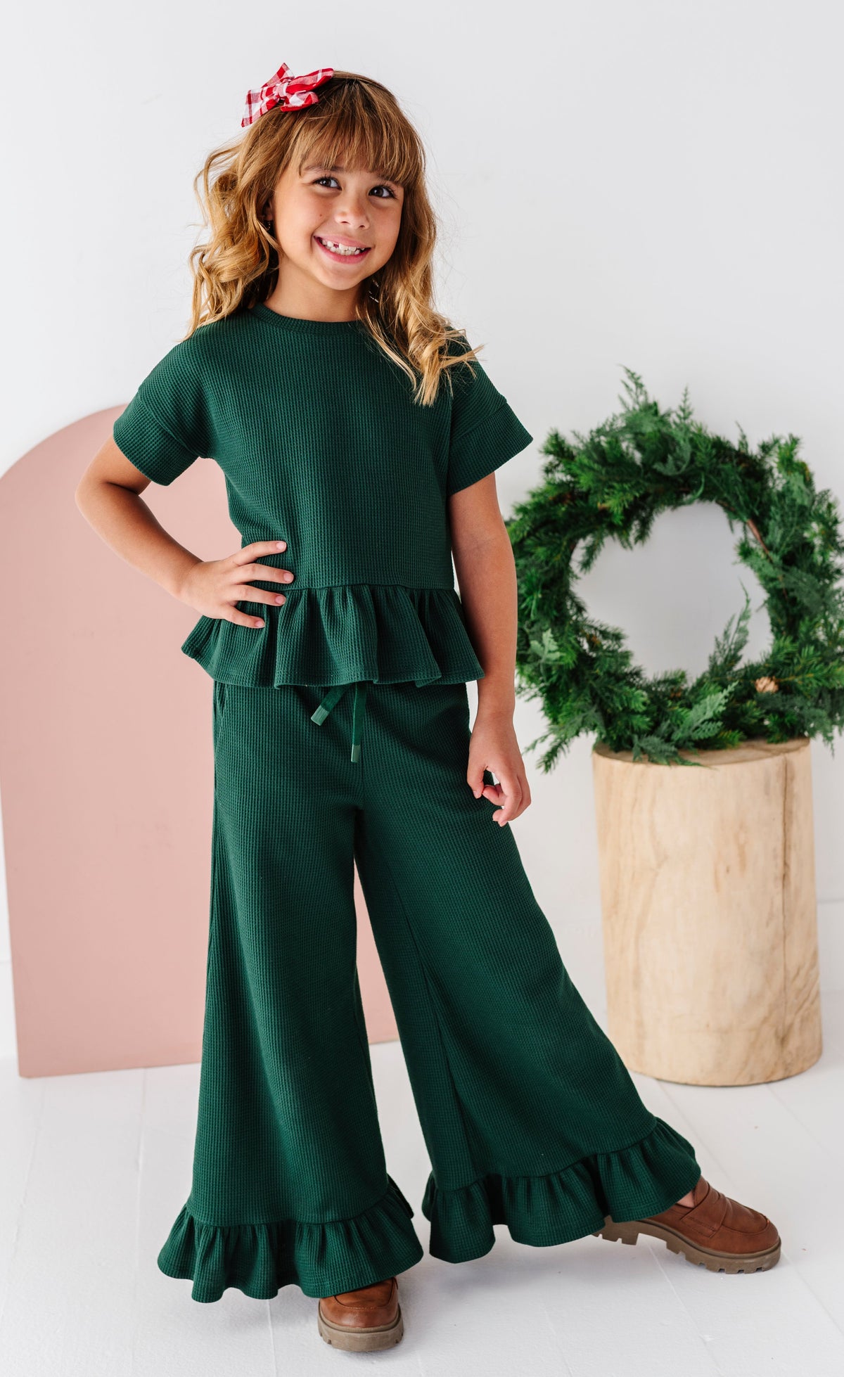 Hunter Green | Waffle Ruffle Set