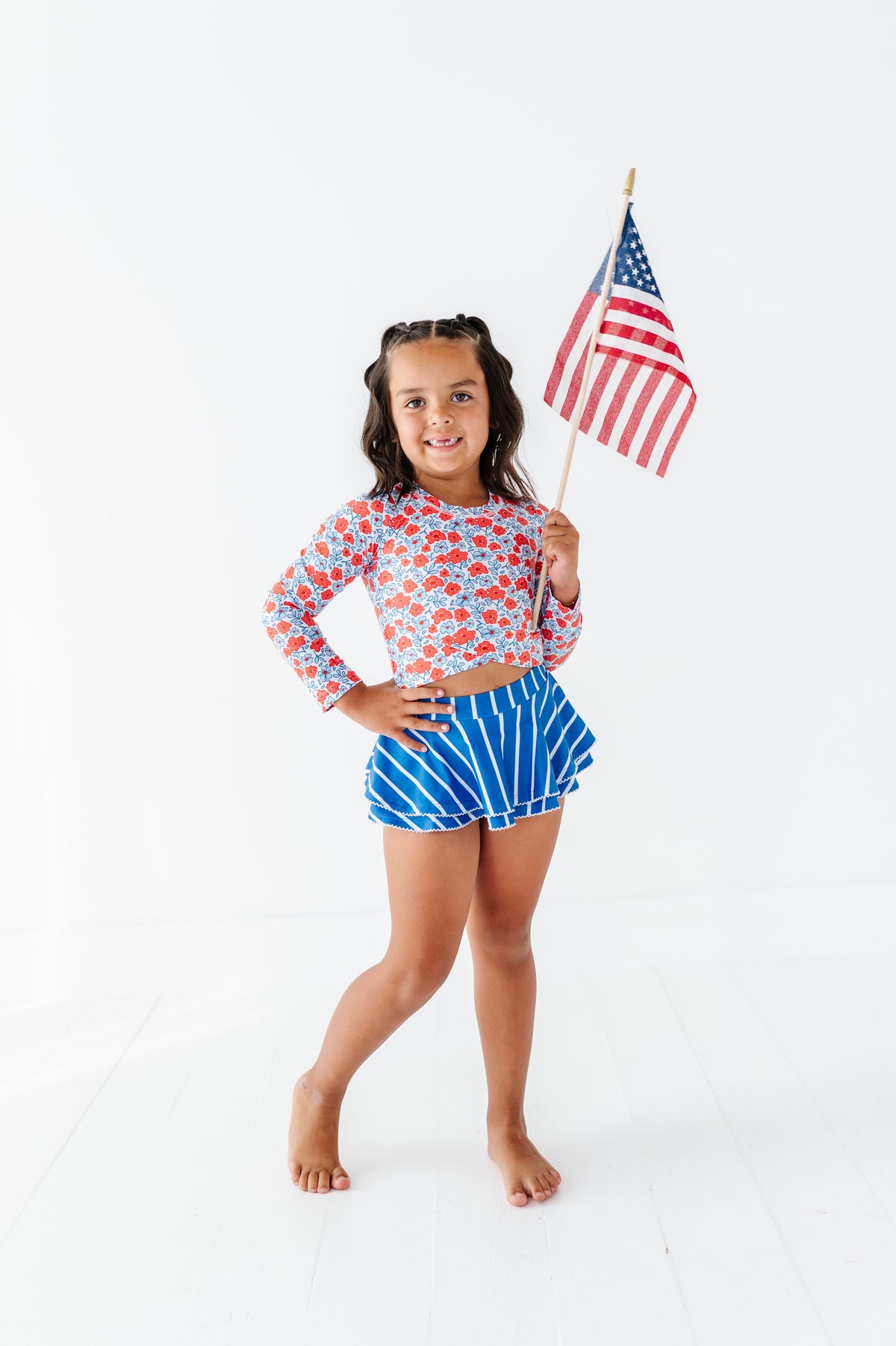 Ditsy 4th of July Floral | Rashguard Skirted 2-Piece