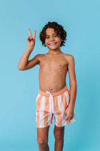 Load image into Gallery viewer, Tangerine Tide Stripes | BOYS SWIM SHORTS