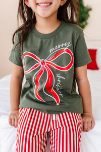 RED BOW (GREEN SHIRT) | Kids Tee