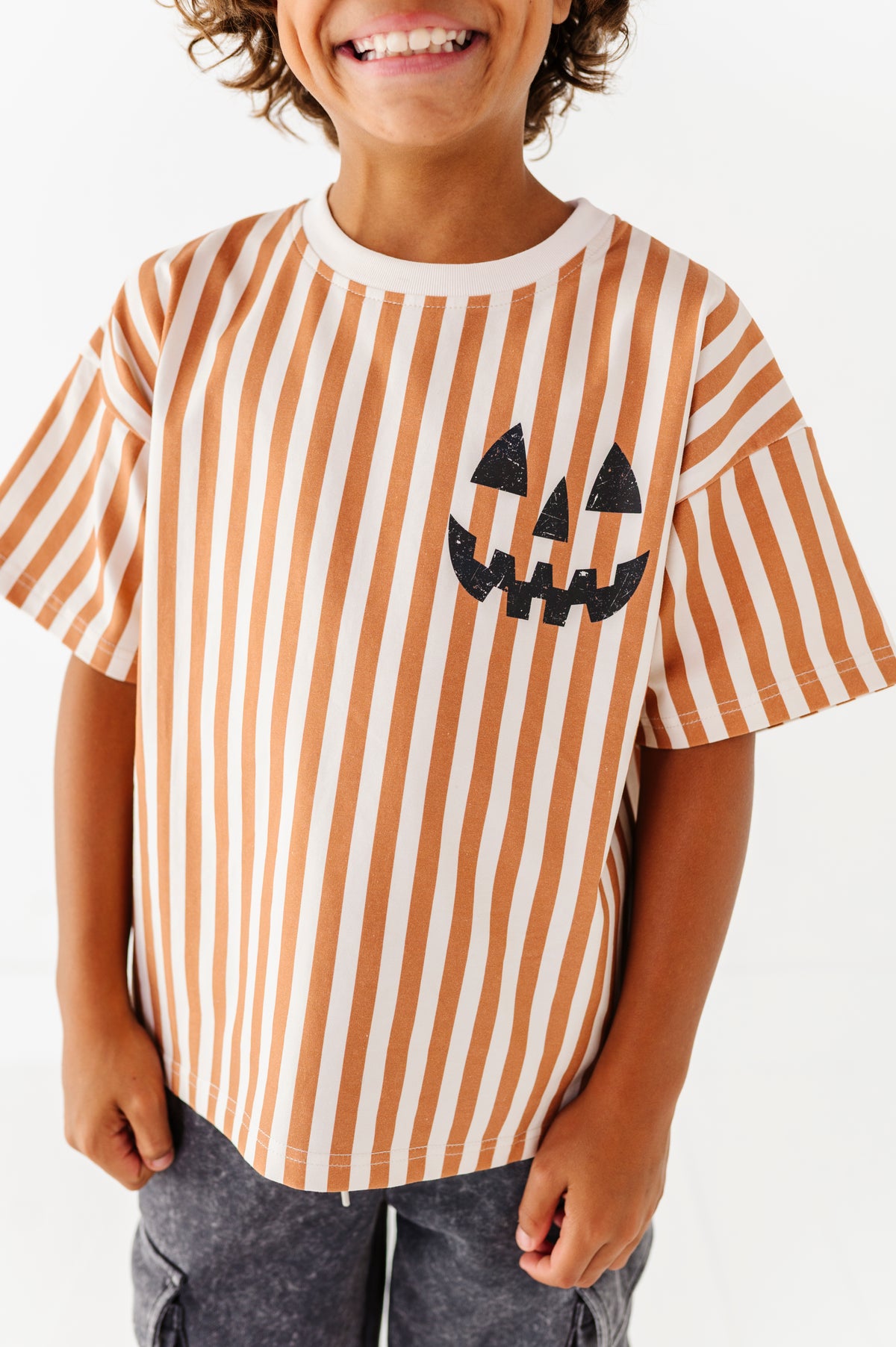 Jack-O-Lantern | Rust Stripe Boxy Tee