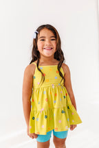 Lemon-Lime Floral | Strappy Tank Peplum