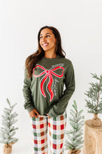 Load image into Gallery viewer, RED BOW (GREEN SHIRT) | Adult Long Sleeve Tee