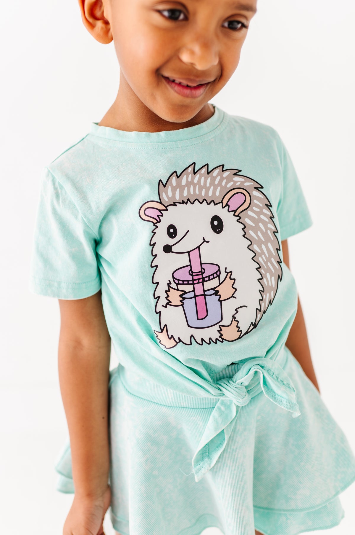 Hedgehog | Mint Vintage Front-Tie Tee