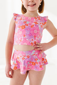 Neon Floral: Skirted TWO-PIECE