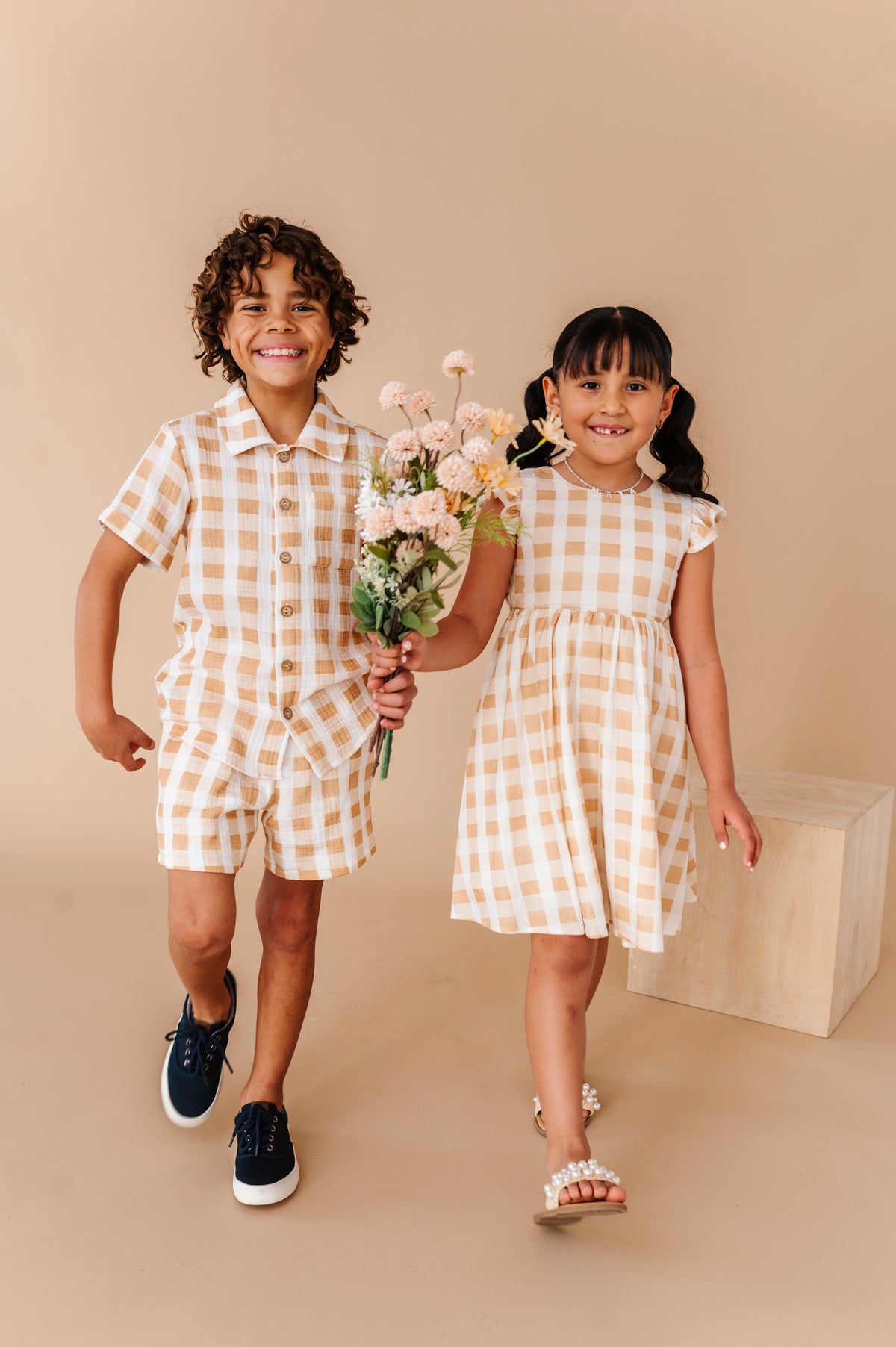 Honey Gingham | BOYS LINEN SET