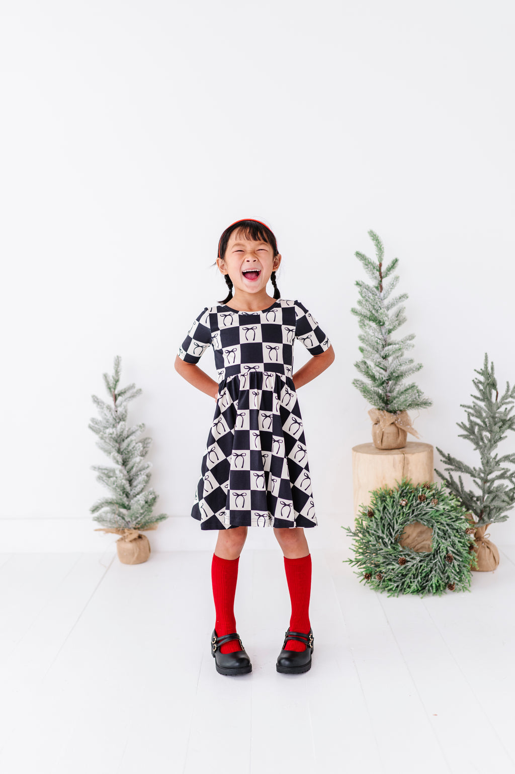 Checkered Bow | Scoop Back Dress