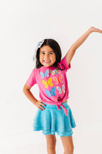 Butterflies | Pink Vintage Front-Tie Tee