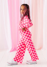 Load image into Gallery viewer, Hot Pink Check | Wide Leg Ribbed SET