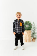Load image into Gallery viewer, Black Plaid | HOODED HENLEY