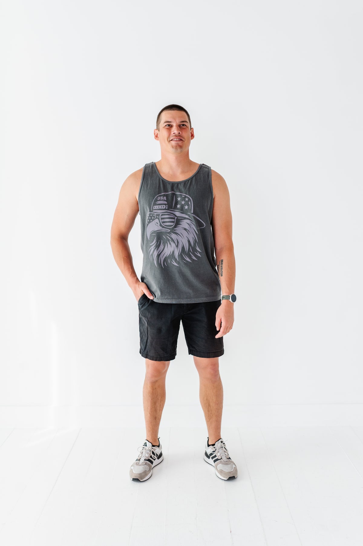Monochrome Eagle | ADULT TANK (Grey)