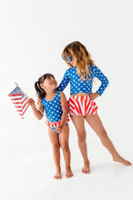 Load image into Gallery viewer, Stars + Stripes | Rashguard Skirted 2-Piece
