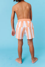 Load image into Gallery viewer, Tangerine Tide Stripes | BOYS SWIM SHORTS