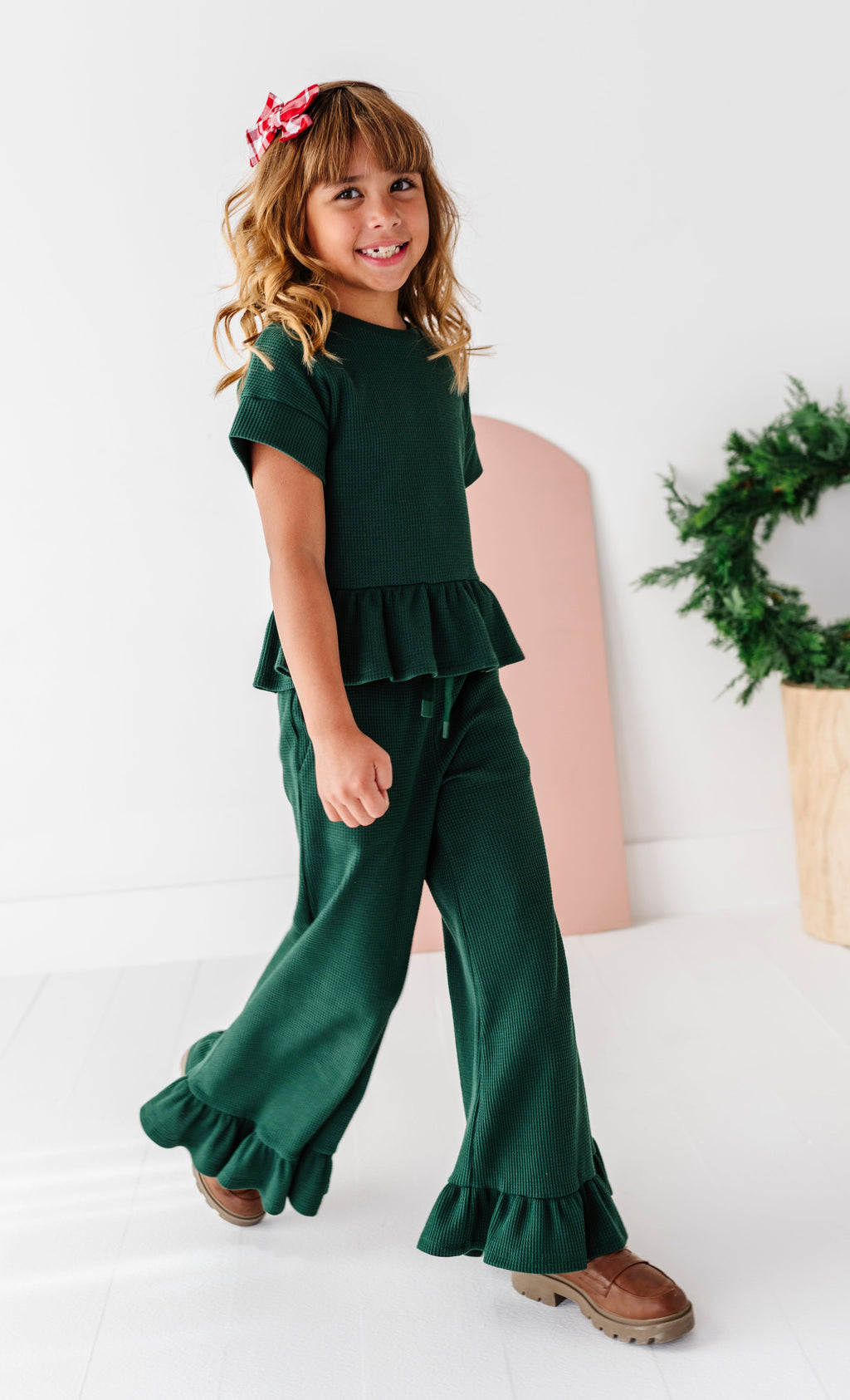 Hunter Green | Waffle Ruffle Set