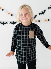 Load image into Gallery viewer, BLACK PLAID | LONG Sleeve Crew Neck