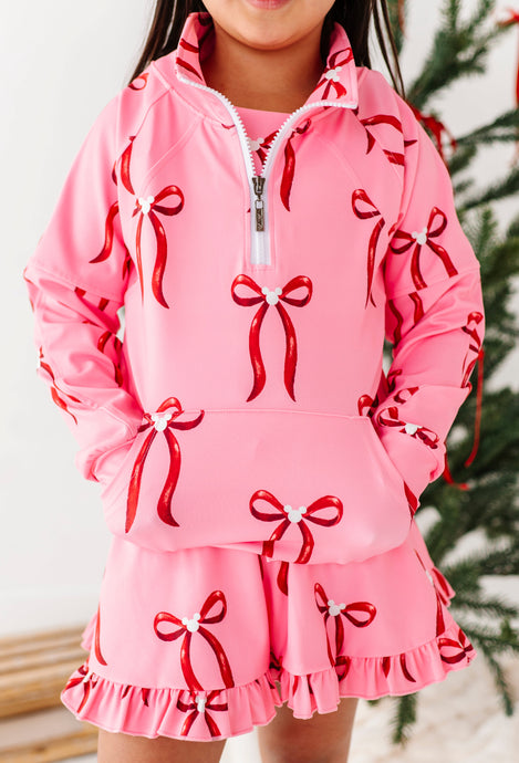 Mouse Bows PINK | (KIDS) 1/4th Zip Up