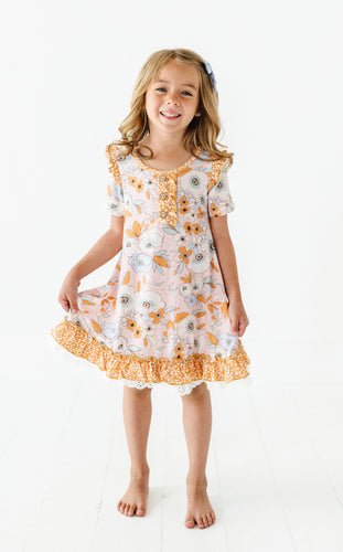 RETRO GOLDEN FLORAL | Bamboo Nightgown (with shorts)