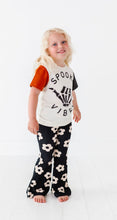 Load image into Gallery viewer, Retro Black + Cream Floral | RIB FLARES (6,7,10 + 12 yrs ONLY left)