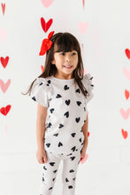 Load image into Gallery viewer, CREAM + BLACK SCRIBBLE HEARTS | RIBBED SET
