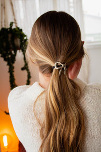 Silver Bow Ponytail Cuff