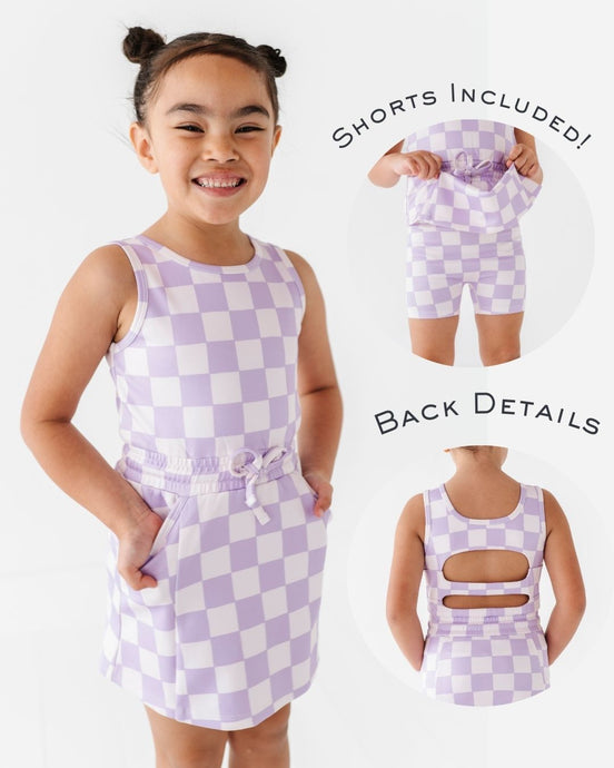 Violet Check | Skater Dress (with detached shorts!)