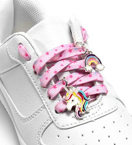 Shoelaces & Charms: Pink Star + Rainbows