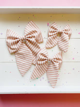 Load image into Gallery viewer, Pink Stripe Fabric Bow on Clip