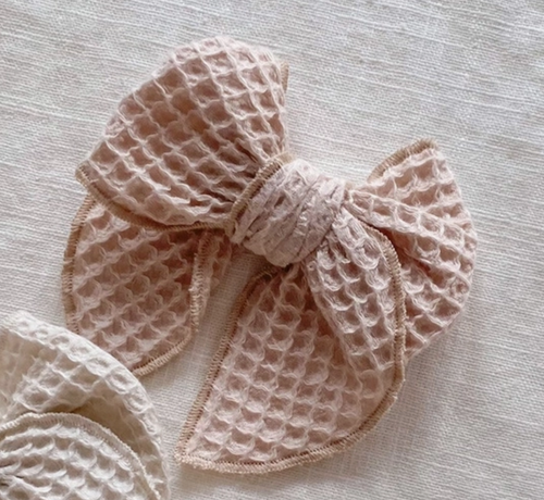 Waffle Bow Clip: BEIGE