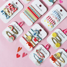 Load image into Gallery viewer, Stripe + Heart FABRIC Clips (4 pack)