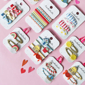 Stripe + Heart FABRIC Clips (4 pack)