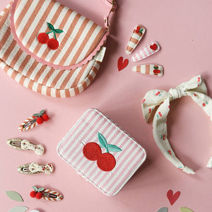 Stripy Cherry Clips (2 pack)