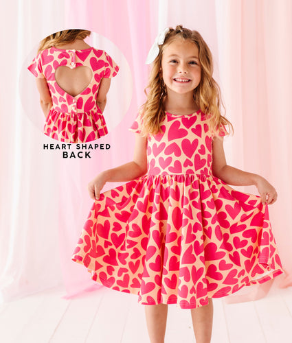 Coral Hearts | Heart Back Dress