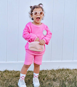 Kids Bum Bag: Pink Sherpa