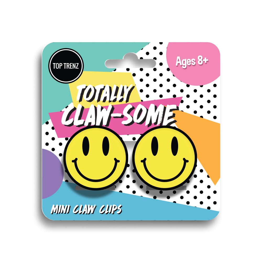 Mini Yellow Happy Face Claw Clips