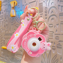 Load image into Gallery viewer, Pink Flower Bunny Projector Keychain