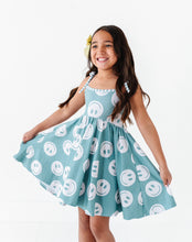 Load image into Gallery viewer, TEAL SMILEY | Strappy Twirl Dress